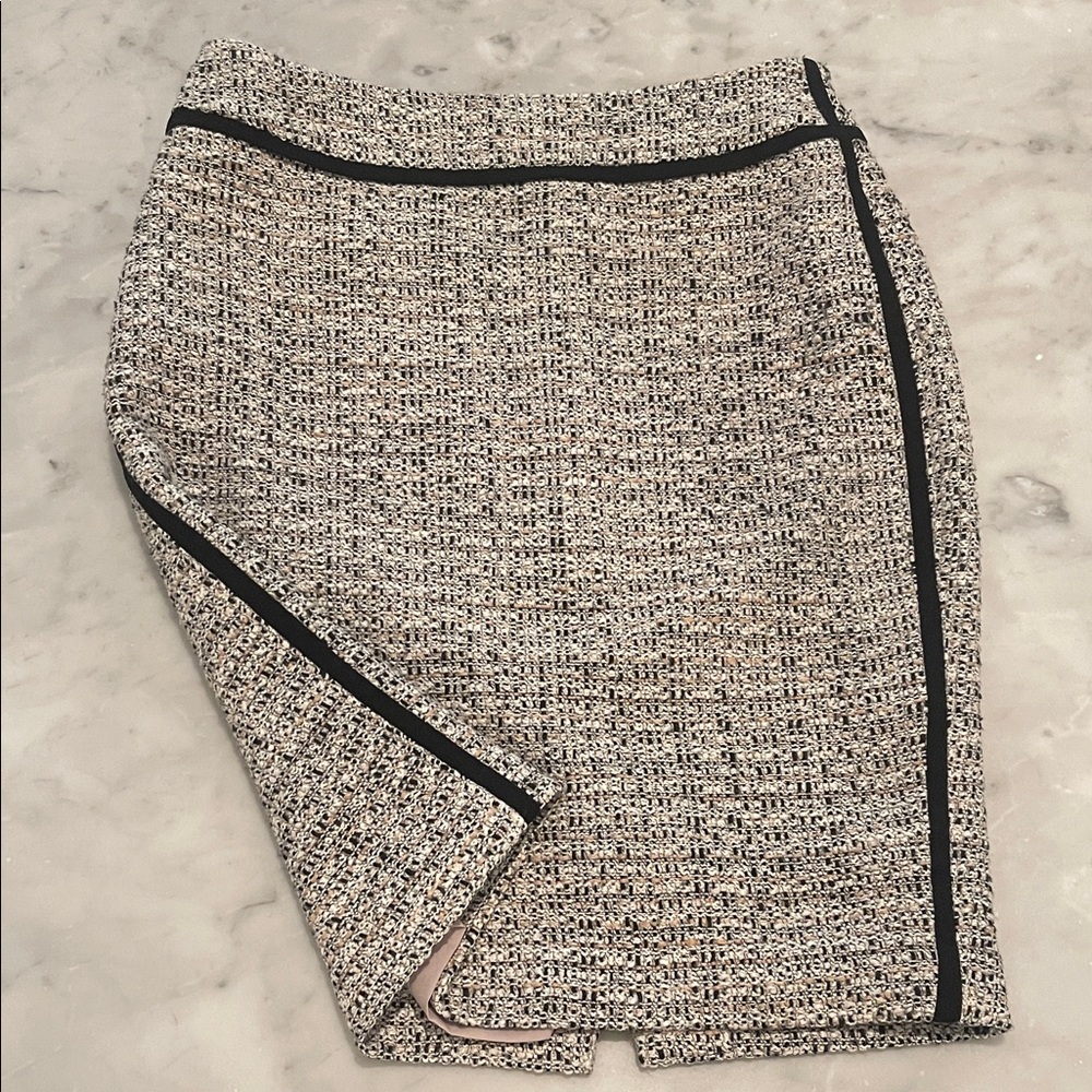 Ann Taylor Tweed Pencil Skirt with Black Trim